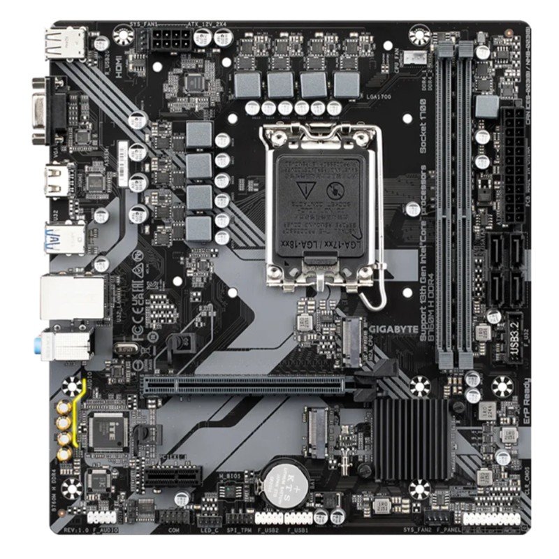 GIGABYTE B760M-H DDR4 3200MHZ 1XVGA 1XHDMI 1XM.2 USB 3.2 MATX 1700P (12. / 13. VE 14. NESİL İŞLEMCİ UYUMLU) - Görsel 2