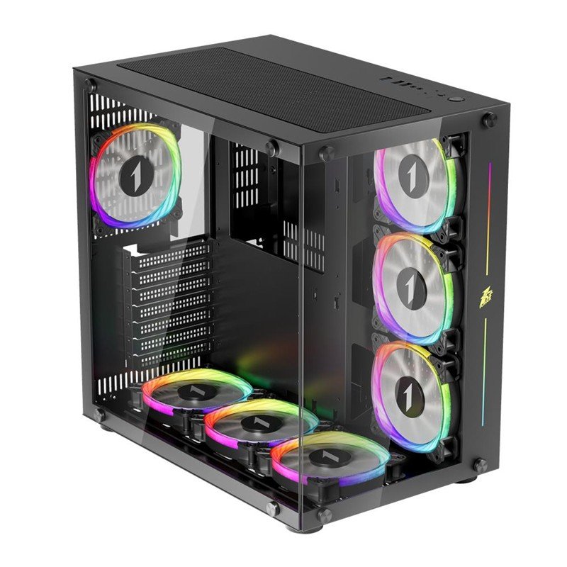 1ST PLAYER SP8 SİYAH 750W 80+ SILVER ATX 3.1 ARGB 7X12CM FAN TEMPERLİ CAM USB 3.0 ATX KASA - Görsel 4