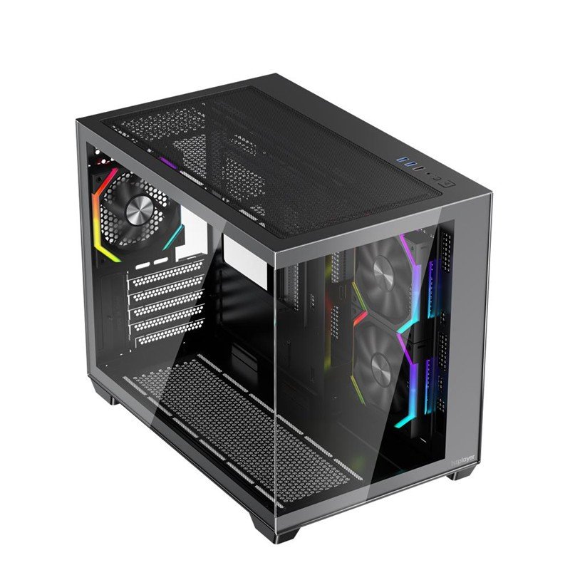 1ST PLAYER BV6 SİYAH ACK 650W 80+ BRONZE ARGB 3X12CM FAN PANORAMİK TEMPERLİ CAM USB 3.0 M-ATX KASA - Görsel 2
