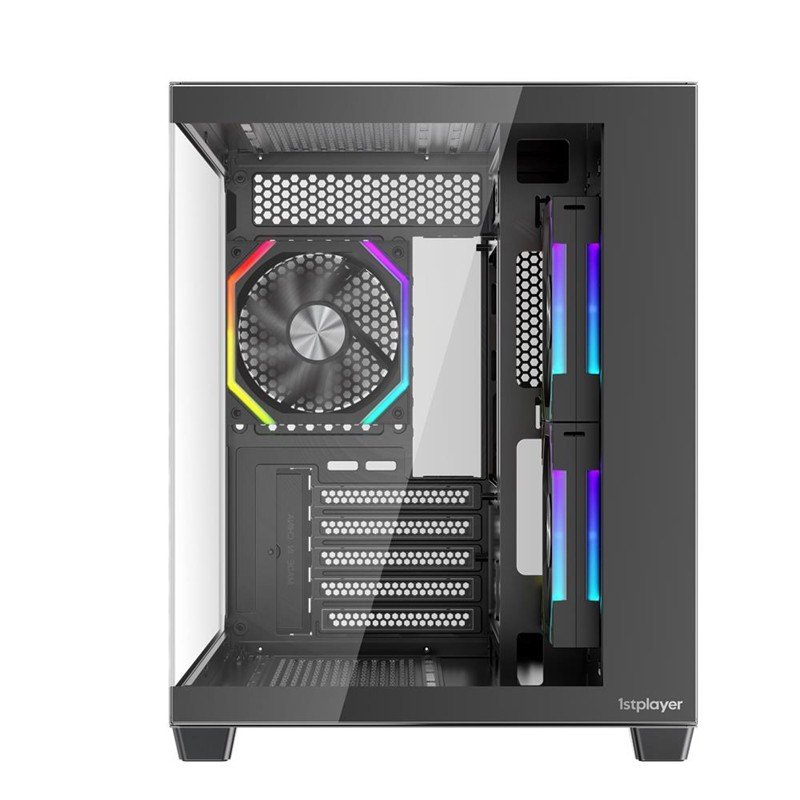 1ST PLAYER BV6 SİYAH ACK 650W 80+ BRONZE ARGB 3X12CM FAN PANORAMİK TEMPERLİ CAM USB 3.0 M-ATX KASA - Görsel 3