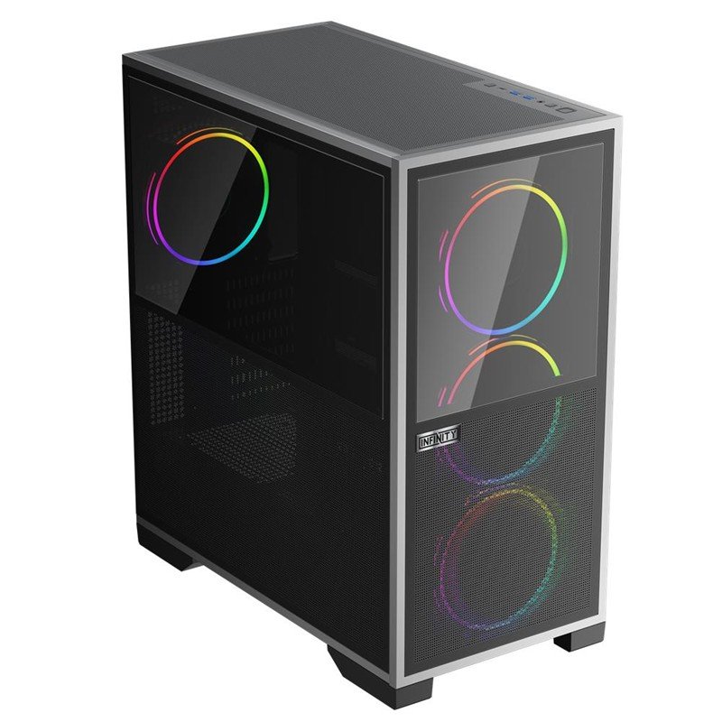 1ST PLAYER IF8 BTF SİYAH ARGB 4X12CM FAN TERS ÇEVİRİLEBİLİR TEMPERLİ CAM MESH PANELLER USB 3.0 E-ATX - Görsel 2