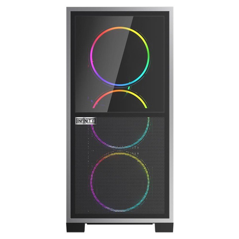 1ST PLAYER IF8 BTF SİYAH ARGB 4X12CM FAN TERS ÇEVİRİLEBİLİR TEMPERLİ CAM MESH PANELLER USB 3.0 E-ATX - Görsel 3