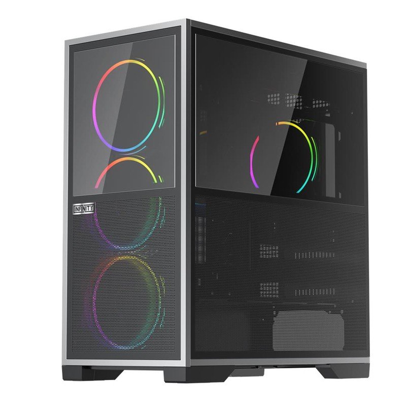1ST PLAYER IF8 BTF SİYAH ARGB 4X12CM FAN TERS ÇEVİRİLEBİLİR TEMPERLİ CAM MESH PANELLER USB 3.0 E-ATX - Görsel 4