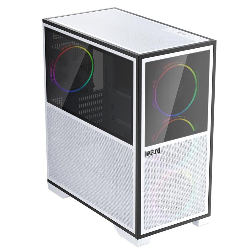 1ST PLAYER IF8 BTF BEYAZ ARGB 4X12CM FAN TERS ÇEVİRİLEBİLİR TEMPERLİ CAM MESH PANELLER USB 3.0 E-ATX - Görsel 2
