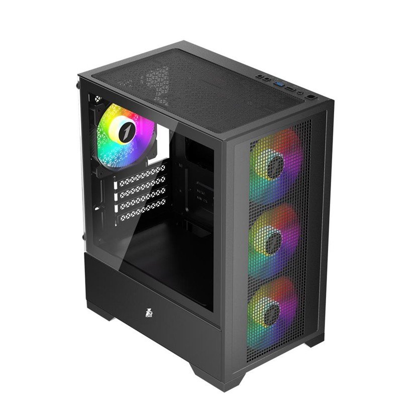 1ST PLAYER GO2 SİYAH 550W 4X12CM RAINBOW FAN TEMPERLİ CAM USB 3.0 M-ATX KASA - Görsel 2